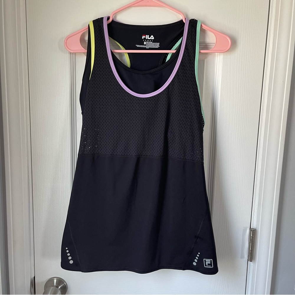 Fila Sport Tank Top with Sports Bra Active Wear TruDry Black size M